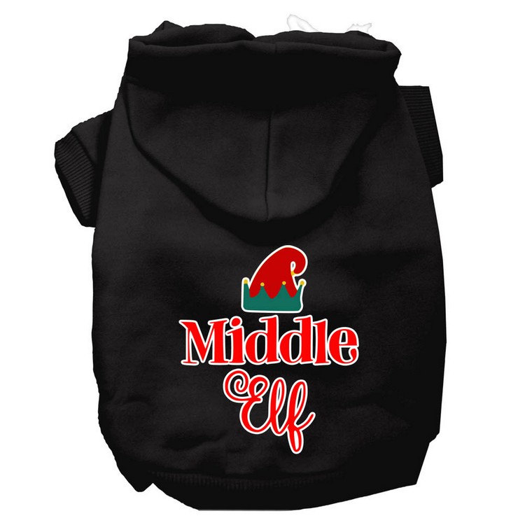 Middle Elf Screen Print Dog Hoodie Black XS